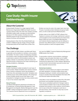 CLIENT LETTER case study on EmblemHealth